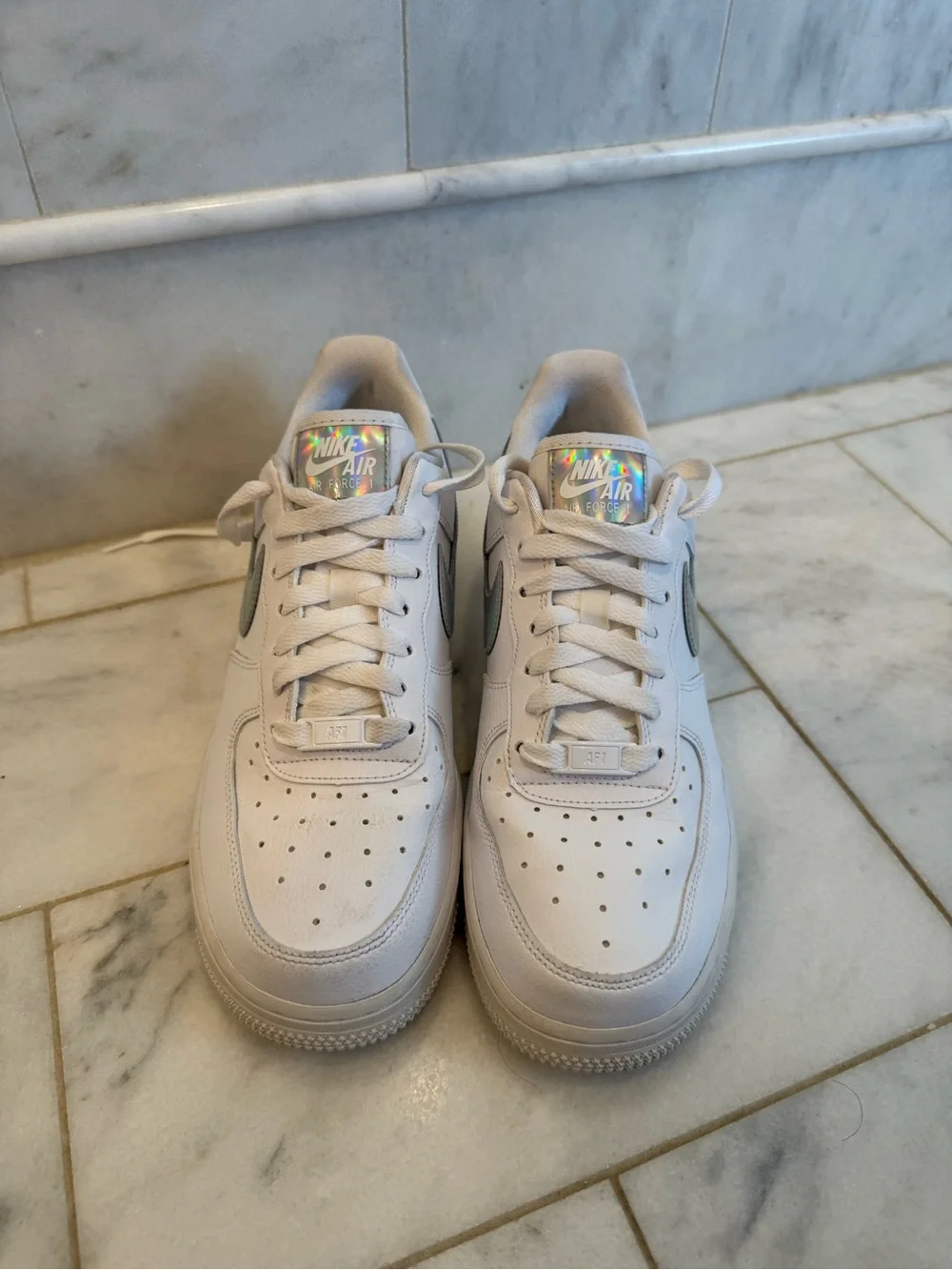 Holographic Nike Air Force 1 low sneakers (white & iridescent)